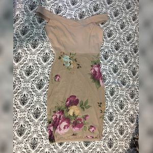 Beige Off the Shoulder Dress